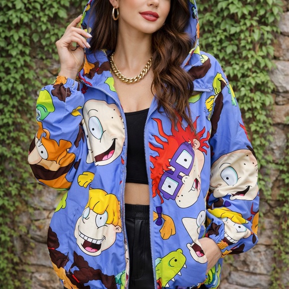 Members Only x Rugrats Jackets & Blazers - RARE MEMBERS ONLY X RUGRATS Hooded Windbreaker, M